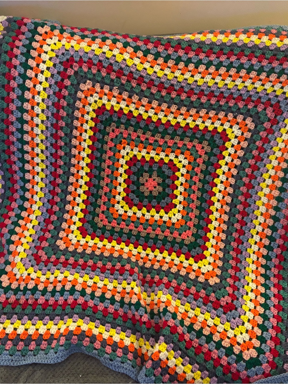 Handmade Multicolor Granny Square Crochet Blanket throw